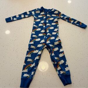 Hanna Andersson Blue Rainbow 3t 90 cm One-Piece Zip UP Footless Sleeper Pajamas
